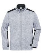Mens Knitted Workwear Fleece Jacket -STRONG- White Melange / Carbon