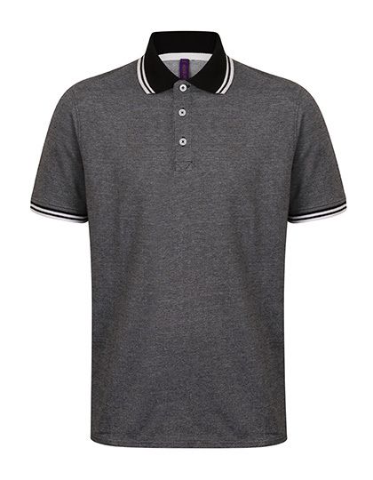 Men`s 2-Tone Pique Tipped Polo Shirt Black / White