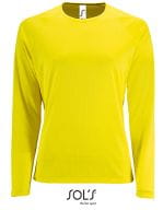 Women`s Long-Sleeve Sports T-Shirt Sporty Neon Yellow