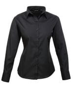 Ladies` Poplin Long Sleeve Blouse Black