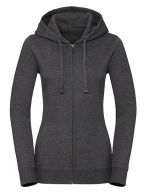 Ladies` Authentic Melange Zipped Hood Sweat Carbon Melange