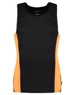 Mens Regular Fit Sports Vest Black / Fluorescent Orange