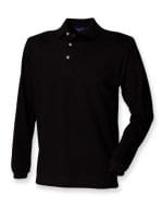 Long Sleeved Cotton Piqué Polo Shirt Black
