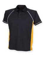 Men`s Piped Performance Polo Black / Amber / White