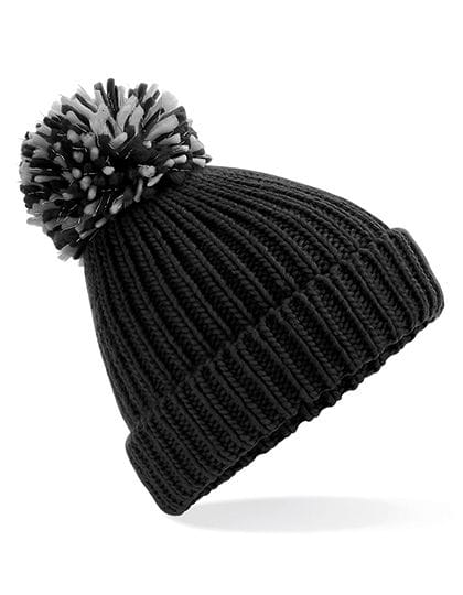 Shimmer Pom Pom Beanie Black / Light Grey