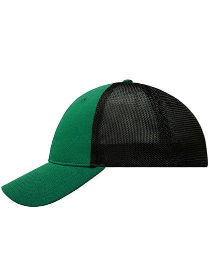 6 Panel Elastic Fit Mesh Cap Green / Black