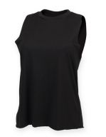 Women`s High Neck Slash Armhole Vest Black