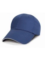 Unwashed Fine Line Cotton Cap with Sandwich Peak Navy / White