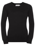 Ladies` Crew Neck Knitted Pullover Black