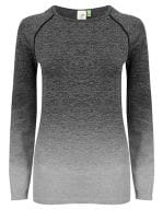 Ladies` Seamless Fade Out Long Sleeved Top Dark Grey - Light Grey Marl