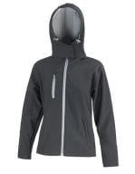 Ladies` TX Performance Hooded Soft Shell Jacket Black / Grey