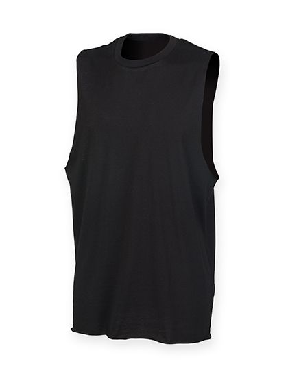 Men`s High Neck Slash Armhole Vest Black