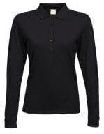 Womens Luxury Stretch Long Sleeve Polo Black