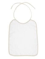 Piped Border Baby Bib Terry Ivory (Beige)
