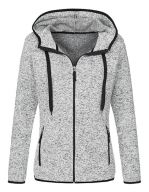 Knit Fleece Jacket Women Light Grey Melange
