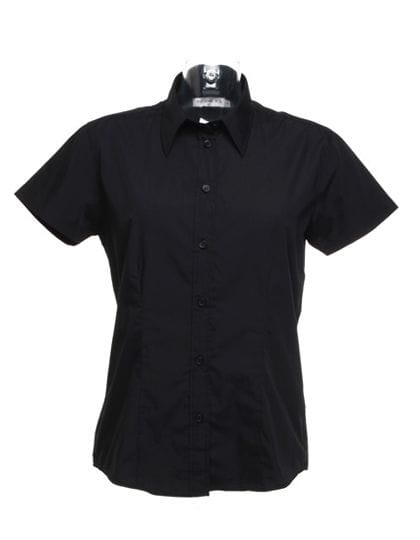 Women`s Classic Fit Workforce Poplin Shirt Short Sleeve Black