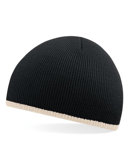 Two-Tone Pull-On Beanie Black / Stone