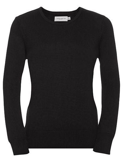 Ladies` Crew Neck Knitted Pullover Black