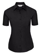 Ladies` Short Sleeve Classic Polycotton Poplin Shirt Black