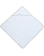 Piped Border Baby Towel With Hood Velour Sand Piped Border Baby Towel With Hood Velour Sand