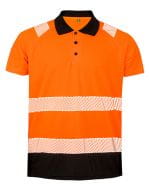 Recycled Safety Polo Shirt Fluorescent Orange / Black