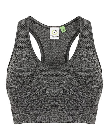 Ladies` Seamless Crop Top Dark Grey Marl