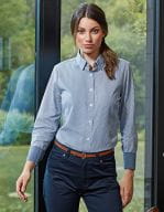 Ladies Cotton Rich Oxford Stripes Shirt