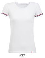 Women´s Short Sleeve T-Shirt Rainbow White / Royal Blue