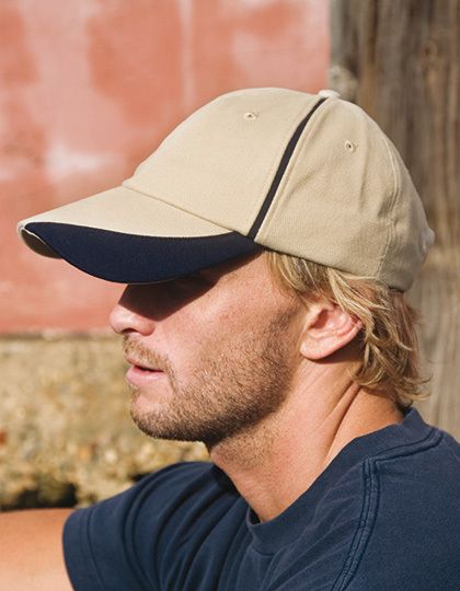 Heavy Brushed Cotton Cap with Scallop Peak and Contrast Trim