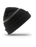 Junior Thinsulate Woolly Ski Hat with Reflective Band Black