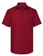 Men`s Short Sleeve Tailored Polycotton Poplin Shirt Classic Red
