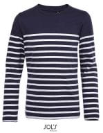 Kids´ Long Sleeve Striped T-Shirt Matelot French Navy / White