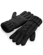 Cable Knit Melange Gloves Black