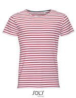 Men`s Round Neck Striped T-Shirt Miles White / Red