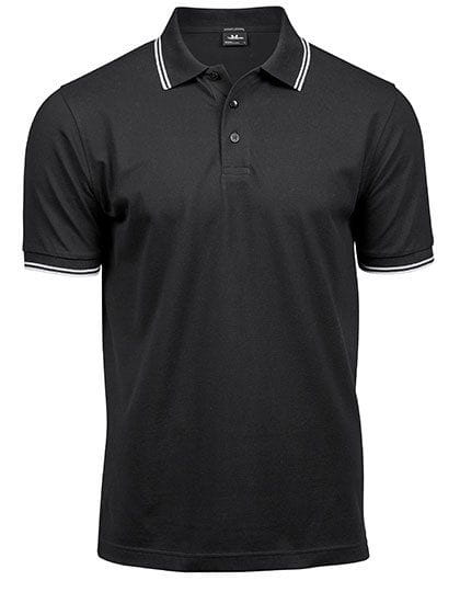 Luxury Stripe Stretch Polo Black / White