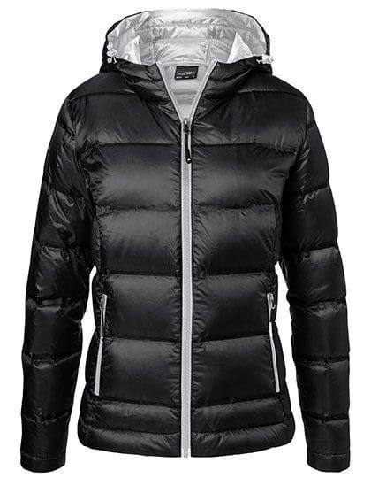 Ladies´ Hooded Down Jacket Black / Silver (Solid)