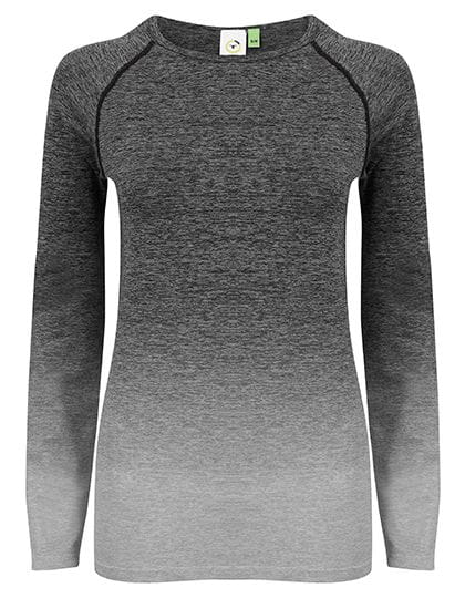 Ladies` Seamless Fade Out Long Sleeved Top Dark Grey - Light Grey Marl