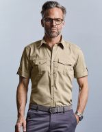 Men`s Roll Short Sleeve Fitted Twill Shirt