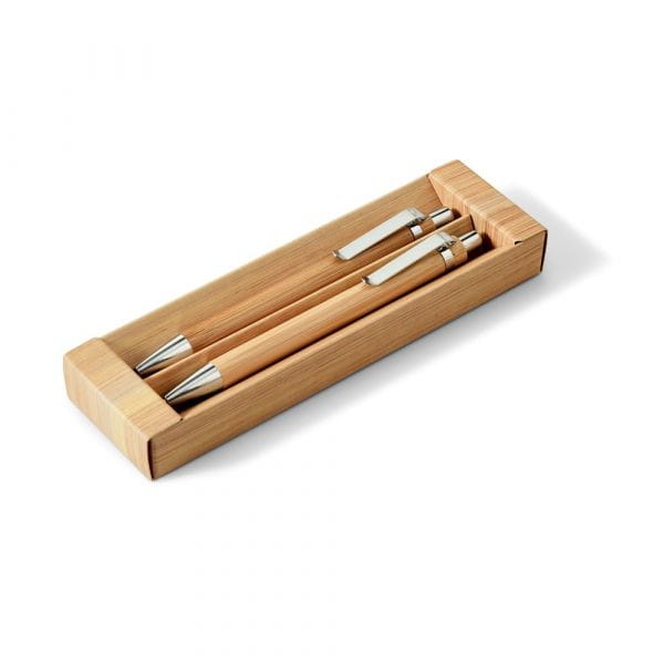 GREENY. Schreibset mit Kugelschreiber und Minenbleistift aus Bambus Natur