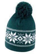 Fair Isle Knitted Hat Arctic Green / White