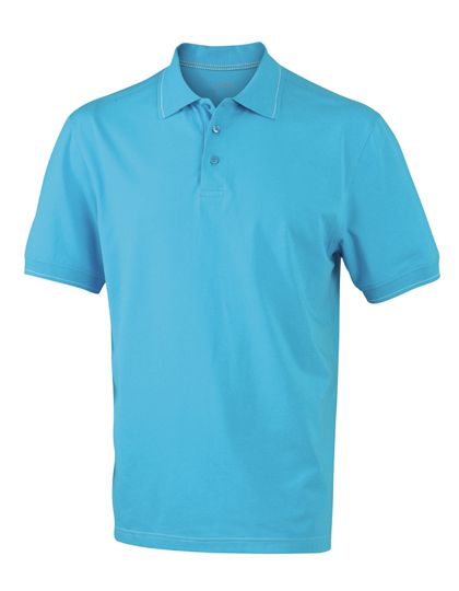 Men`s Elastic Polo Aqua / White