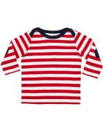 Baby Stripy Long Sleeve T Red / Washed White / Navy