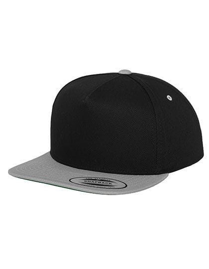 Classic 5 Panel Snapback Cap Black / Silver