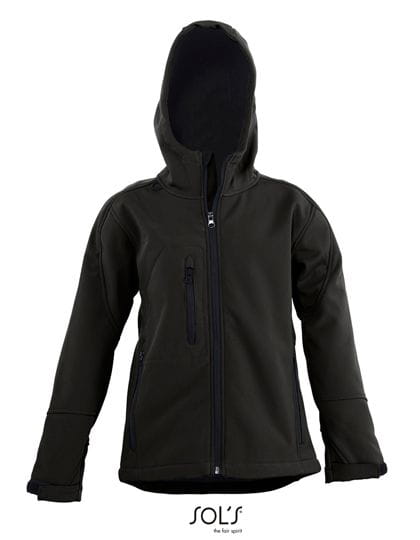 Kids` Hooded Softshell Jacke Replay Black