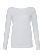 Women`s Sponge Fleece Wide Neck Sweatshirt Solid White Triblend