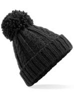 Cable Knit Melange Beanie Black