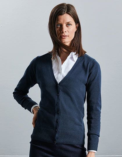 Ladies` V-Neck Knitted Cardigan