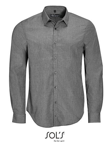 Men`s Long Sleeve Poplin Shirt Barnet Deep Grey Melange