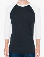 Unisex Poly-Cotton ¾ Sleeve Raglan T-Shirt Black / White