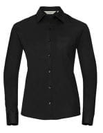 Ladies` Long Sleeve Classic Pure Cotton Poplin Shirt Black